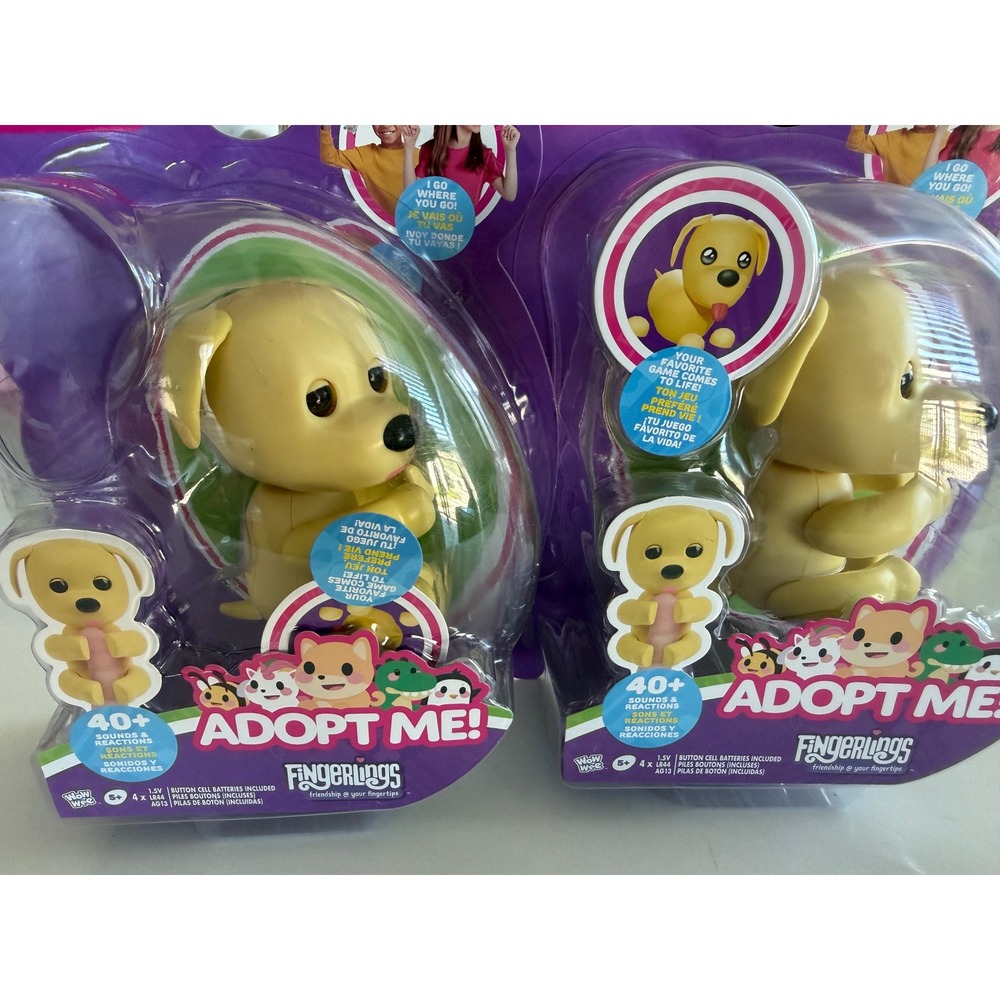 WowWee Interactive Toy Kids OS Adopt Me Fingerlings Dog Yellow NWT Set of 2